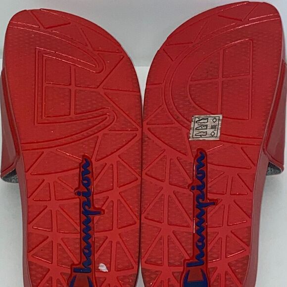 Champion Men's Red Blue IPO Logo One Strap Slide Sandals Size 13 - Picture 9 of 11